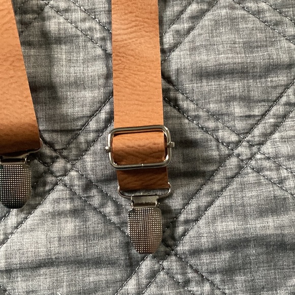 Faux Leather Suspenders - Light Brown - Picture 3 of 5